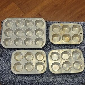 Vintage Silver Muffin Baking Pans Set